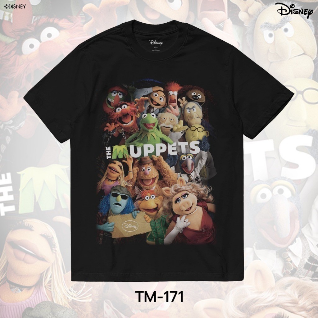 เสื้อทีชผ้าปูดสไตล์The Muppetsกับลาย“MUPPETS”และตัวละครMuppets