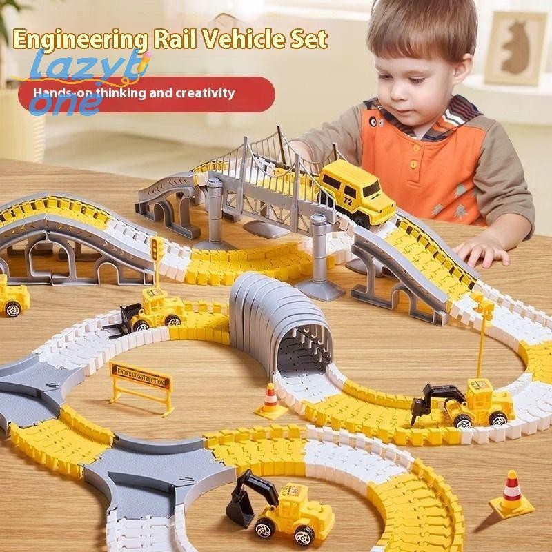 LZ-t] 127/208/324 ชิ้นเด็กไฟฟ้าติดตามรถของเล่นรถวิศวกรรมติดตามรถรถไฟของเล่นเด็กของเล่นเพื่อการศึกษาส