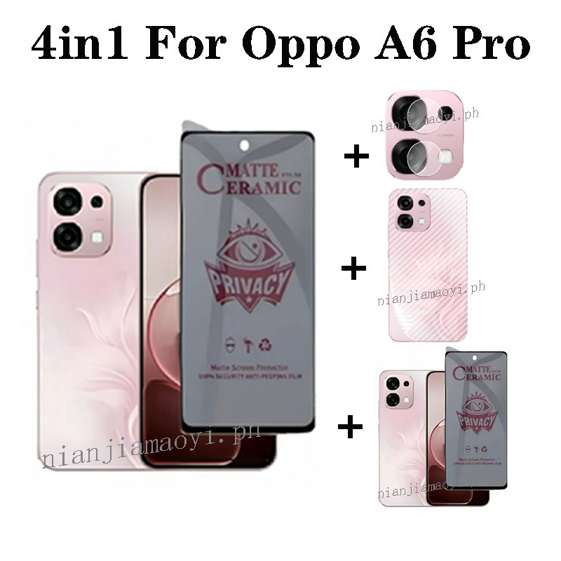 Oppo A6Pro A5 Pro A3 Pro A5X A3X ชุดฟิล์มกันรอยหน้าจอเซรามิกกันส่อง隐私权 1 ชิ้น + ฟิล์มเลนส์กล้อง 2 ชิ้น + ฟิล์มหลัง
