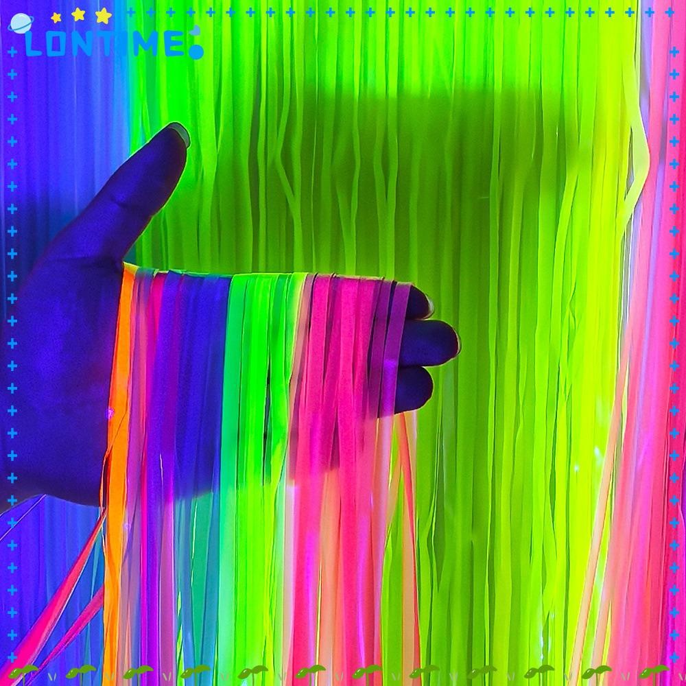 LONTIME ม่านเรืองแสงหลากสีใน UV พร้อมม่านริ้วตกแต่ง สําหรับตกแต่งปาร์ตี้