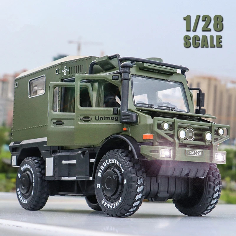 1/28 UNIMOG U4000 Alloy Motorhome Touring Car รุ่น Diecasts Cross-country Off-road ยานพาหนะจําลองของ