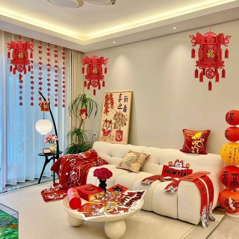 จี้โคมไฟตัวละคร Lucky Fu สีแดง สำหรับงานDIYและอุปกรณ์ตกแต่งปีใหม่ - รูปที่ 4