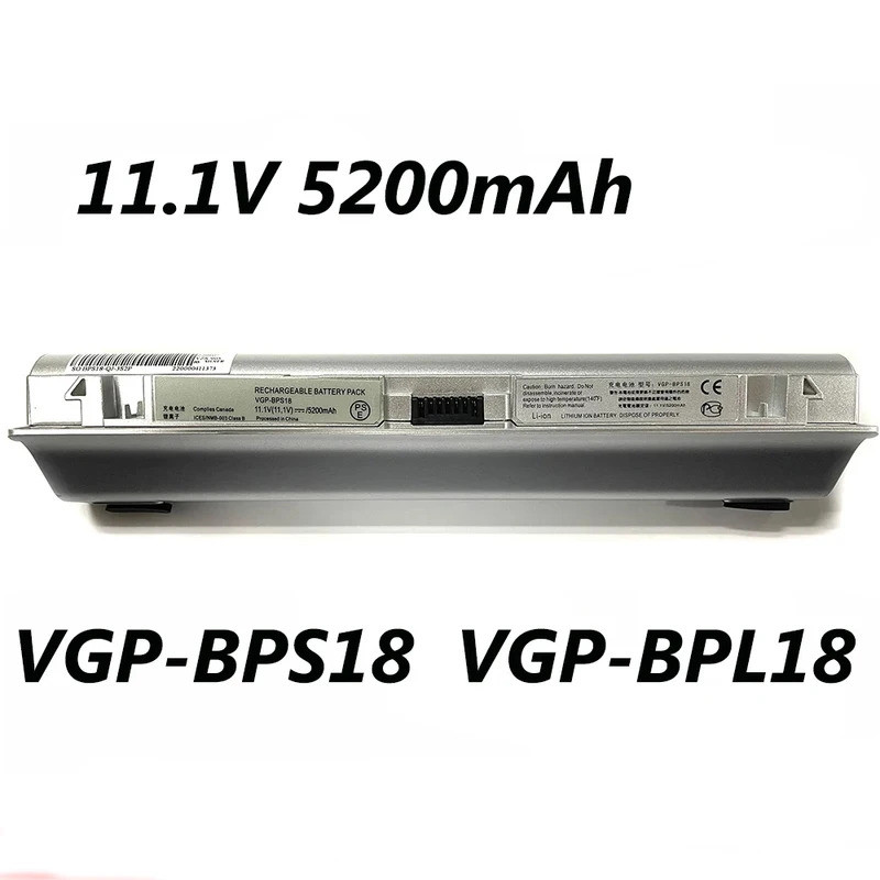 VGP-BPS18 VGP-BPL18 BPL18 BPS18 11.1V 5200mAh 57Wh แบตเตอรี่สําหรับ Sony VPCW111XX VPCW115XW117XC VP
