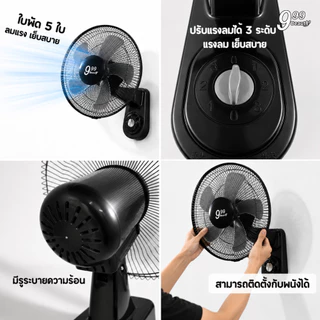 พัดลมติดผนัง 17 นิ้ว รุ่น พัดลม ติดผนัง 5 ใบพัด 2 เชือก กำลังไฟ 45W พัดลม ปรับได้3ระดับ หมุนได้ 120° C0180