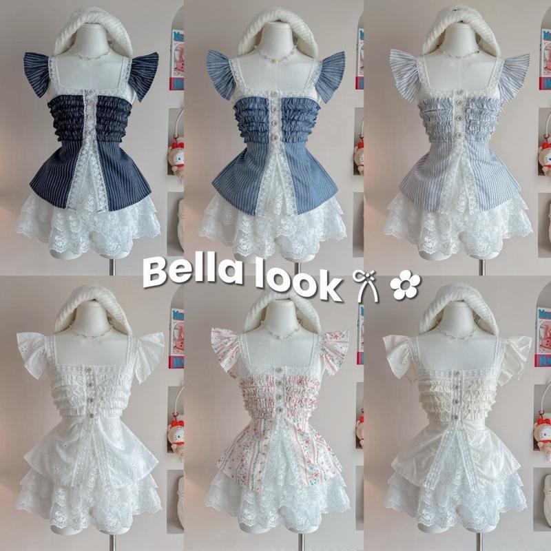 Bella look สายเดี่ยวระบาย กางเกงลูกไม้ ( มีแยกขาย)