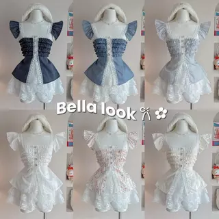 Bella look สายเดี่ยวระบาย กางเกงลูกไม้ ( มีแยกขาย)