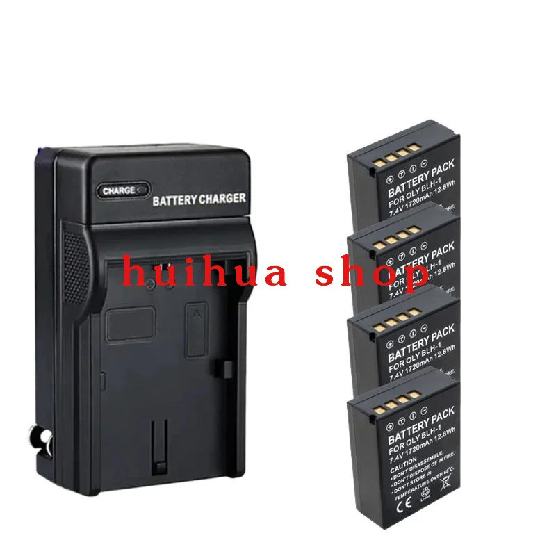 1720mAh BLH1 BLH 1 BLH-1 แบตเตอรี่ + เครื่องชาร์จสําหรับกล้อง Olympus E-M1 Mark II, EM1X, EM1 Mark I