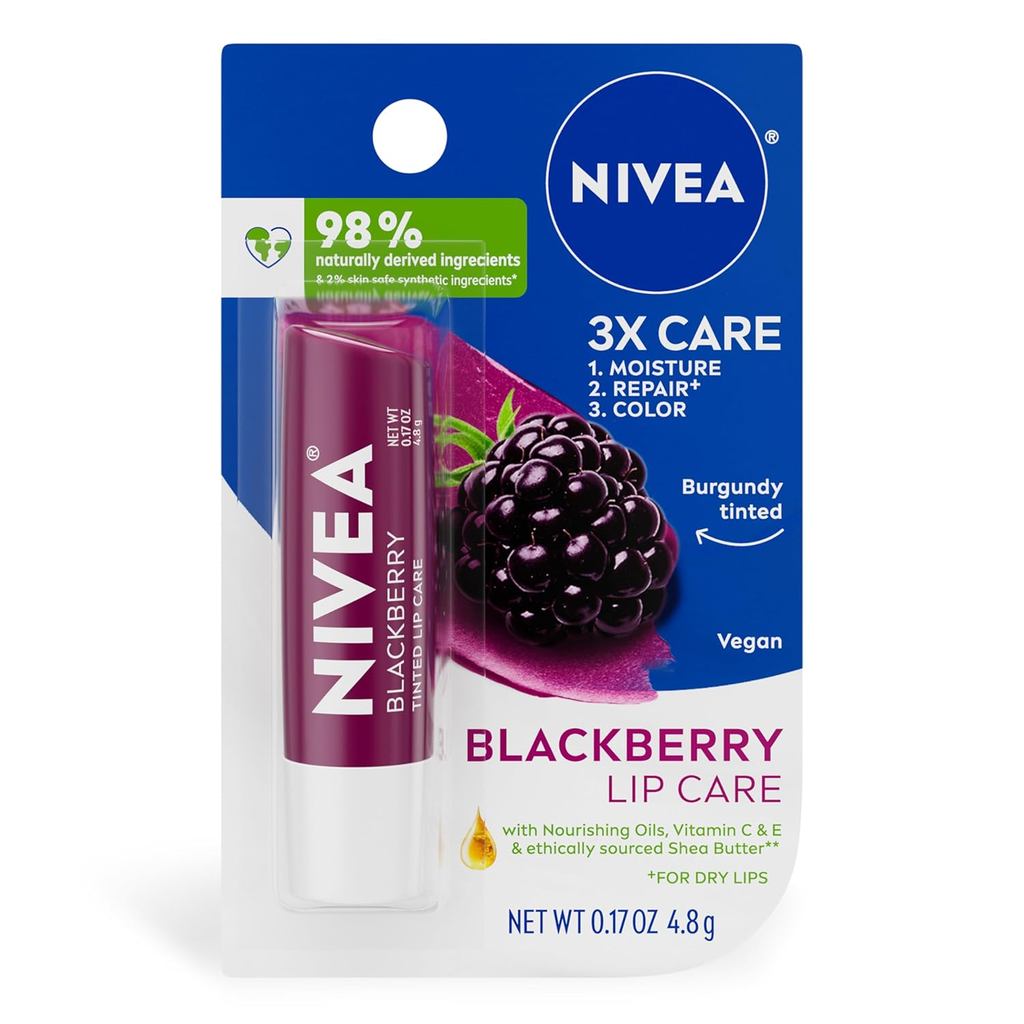BerryLipCare,TintedLipBalmwithSheaButter,NourishingOilsandVitaminC&E,3-in-1Moisture,Repair(forDryLip