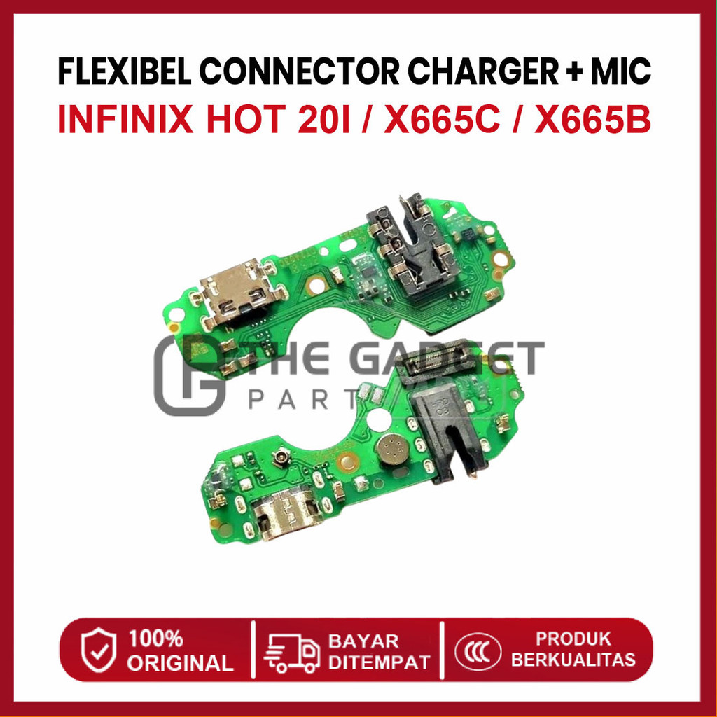 FLEXIBLE CONNECTOR CHARGER INFINIX HOT 20I / X665C / X665B + ไมโครโฟน + แฮนด์ฟรี + IC ORIGINAL