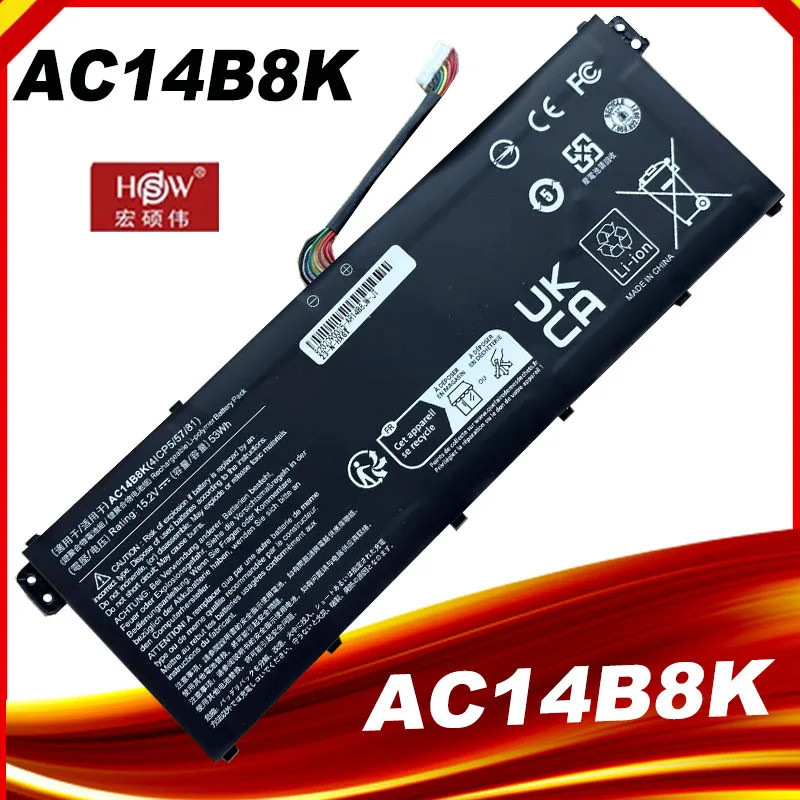 AC14B8K AC14B3K แบตเตอรี่สําหรับ Acer Aspire R5-571T R5-571TG S14 CB3-511 Swift 3 3S F314-51 E5-77 S
