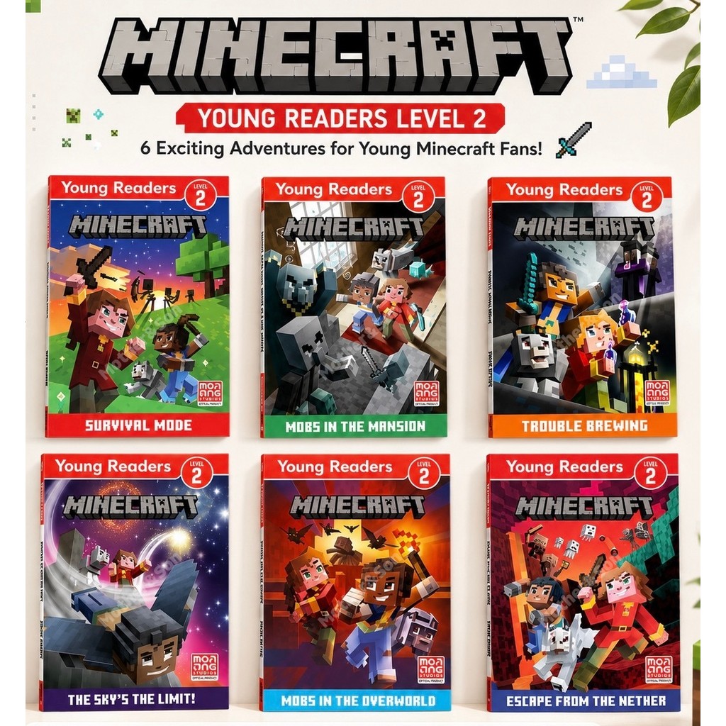 📚 ชุดอ่านเสริมภาษาอังกฤษ  Minecraft Young Readers Level 2 - ชุด 6 เล่ม
