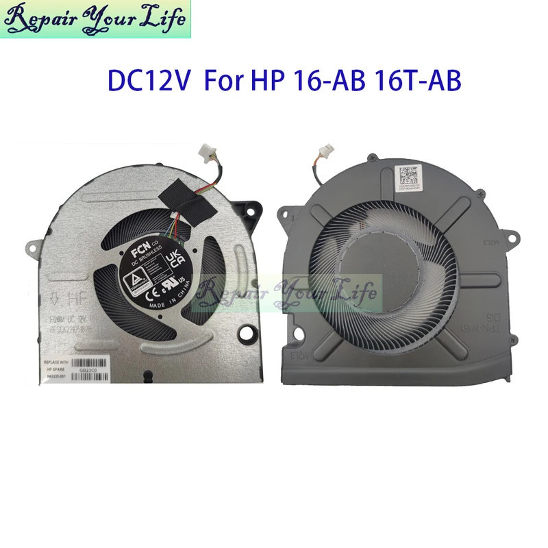 * DC12V แล็ปท็อป CPU GPU พัดลมสําหรับ HP Pavilion Plus 16-AB 16T-AB AB000 AB0456tx TPN-W161 N63220-0