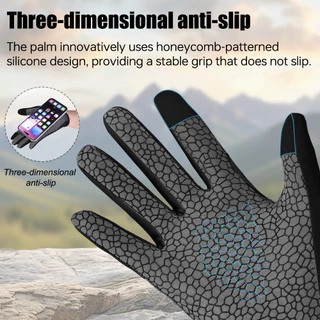 PHMAX Full Finger Anti Slip ถุงมือขี่จักรยานกันกระแทกหน้าจอสัมผัส Breathable MTB ถุงมือจักรยาน