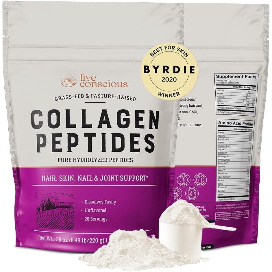 Live Conscious Collagen Powder Hydrolyzed Collagen Peptides Type I & III - Keto & Paleo Friendly - ร