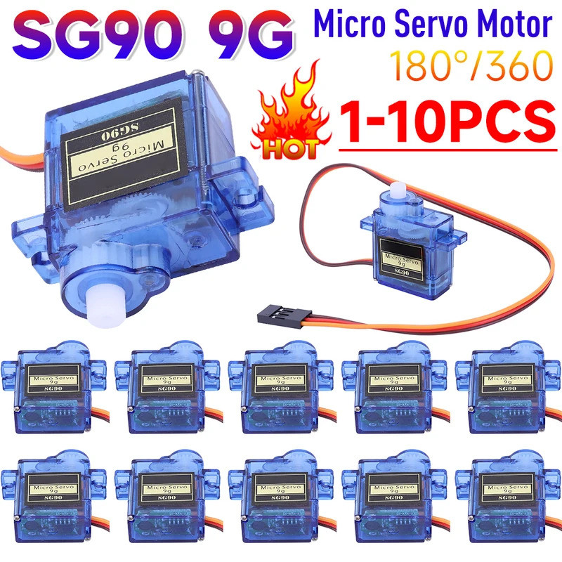 1-10PCS SG90 Servo มอเตอร์ Micro 9G 180/360 องศา SG90 ชุดไม่มีเกียร์โลหะ Pro RC รถเครื่องบิน Arduino
