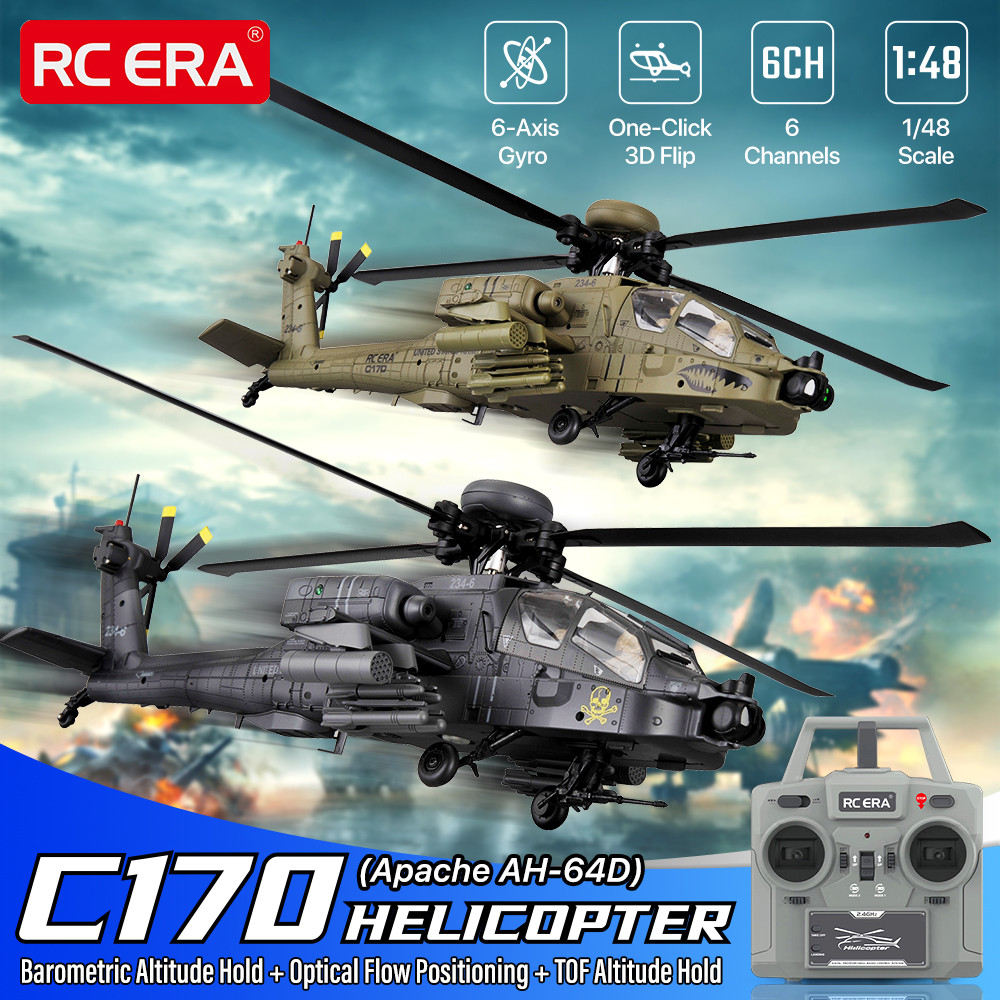 RC ERA C170 RC Helicopter 6CH Apache RC Helicopter TOF Laser Optical Flow Altitude Hold One Key 3D F