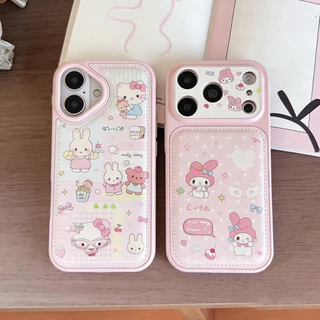 เคสหนังสำหรับ iPhone 15 Pro Max 16 Plus 13 12 Pro 11 X/Xr/Xs/Xs Max 14 17 Air สัมผัสนุ่ม ลายคิตตี้น่ารัก วัสดุหนา