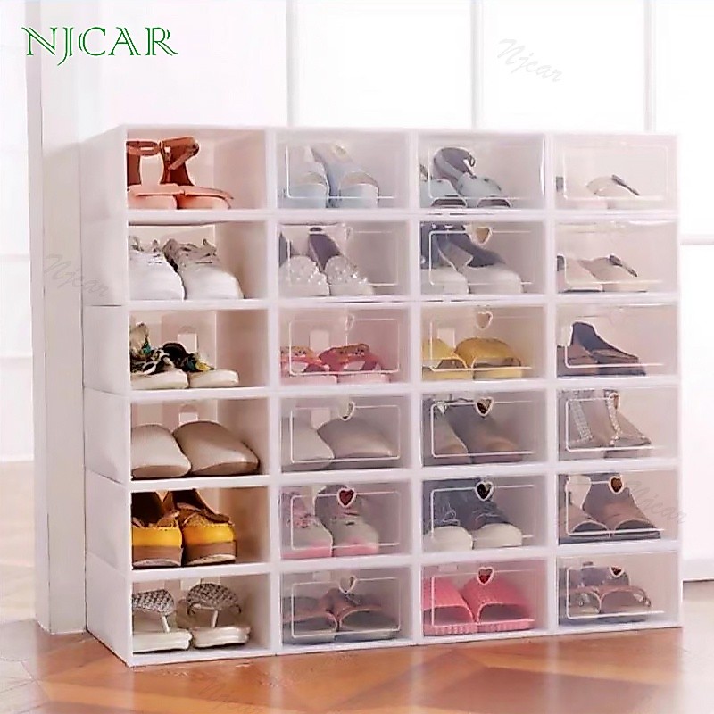 NJCAR1 H503 กล่องรองเท้า ฝารูปหัวใจ ขนาดใหญ่ 33ซม. พับเก็บได้ ต่อได้หลายชั้น มี 4สี