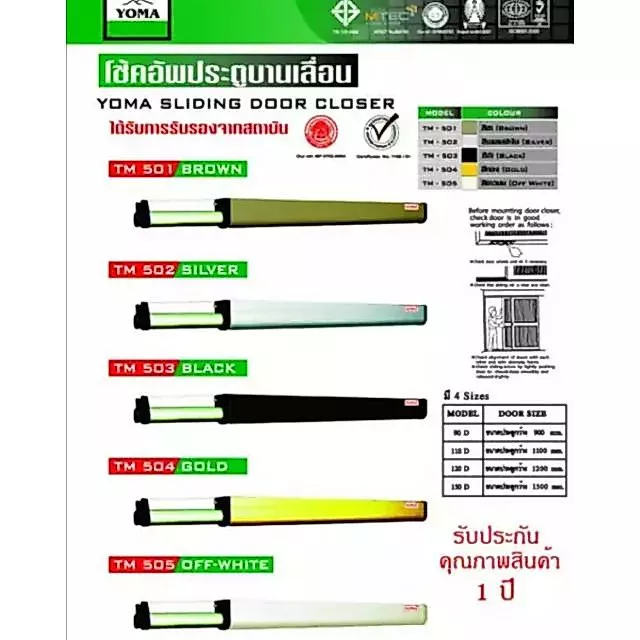 โช๊คประตูบานเลื่อน YOMA อันดับหนึ่ง ของไทย รับประกันสินค้า1ปี เคลมได้จริง ไม่มีเงียบหาย