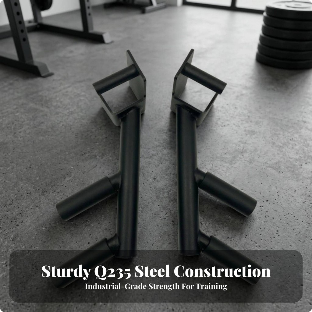 Heavy Duty เหล็กโลหะสีดําที่ถอดออกได้ Dip Bar จับลื่น Grip Rack Dip Bar จับอุปกรณ์ฝึกความแข็งแรง