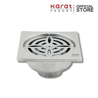 Karat Faucet ตะแกรงกันกลิ่นแบบเหลี่ยมต่อท่อ PVC ขนาด Ø 1.5-3  นิ้ว หน้าแปลน 3.5 นิ้ว (สเตนเลส 304) รุ่น KA-56-831-ST