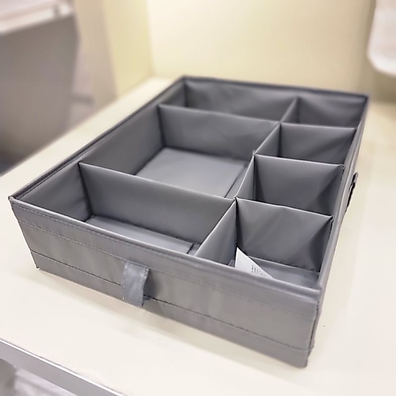 SKUBB สกุบบ์ กล่องแบ่งช่อง, เทาเข้ม, 44x34x11 ซม.