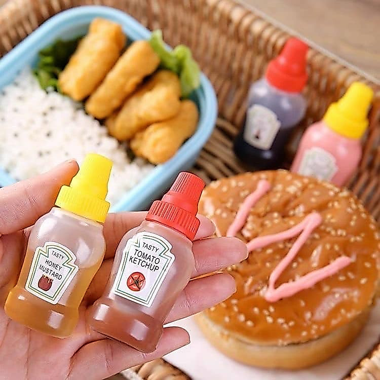 ขวดซอสจิ๋ว ไซส์มินิพกพา น่ารักน่าใช้  สายมินิมอลไม่ควรพลาดจ้า 1เซต 4ขวด