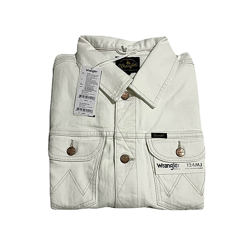 เสื้อแจ็คเก็ต ริมแดง Jacket Wrangler 124MJ สีขาวครีม