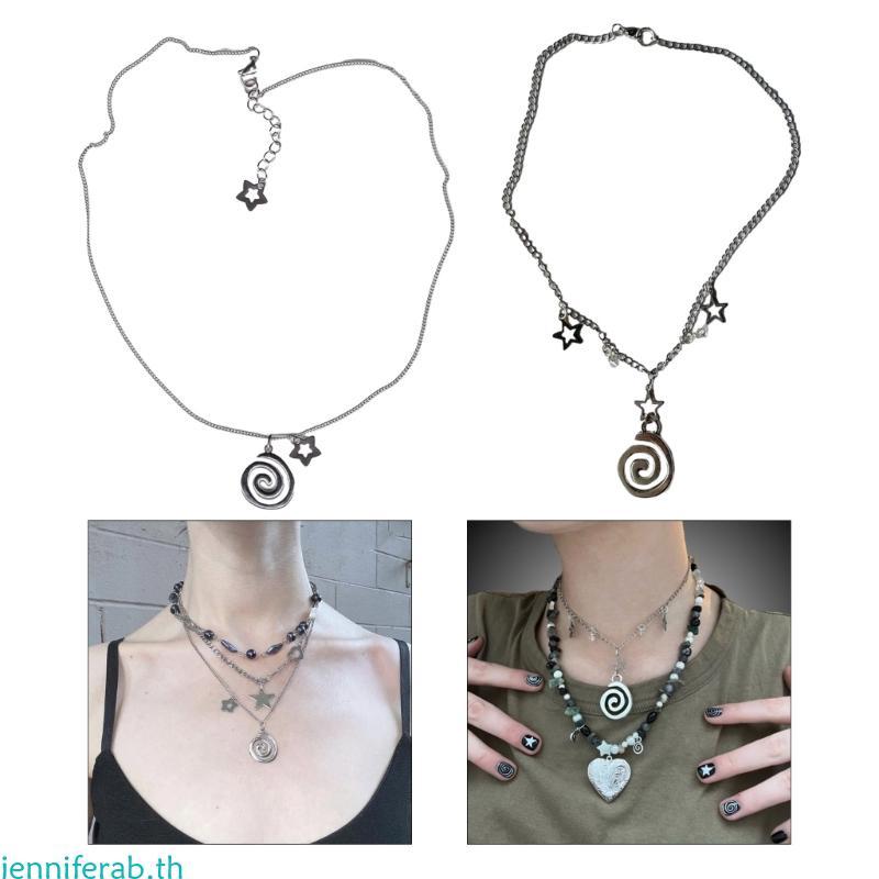 Jenniferab Vortex Star จี้สร้อยคอ Sweet Cool Clavicle CHAIN Choker คอโซ่