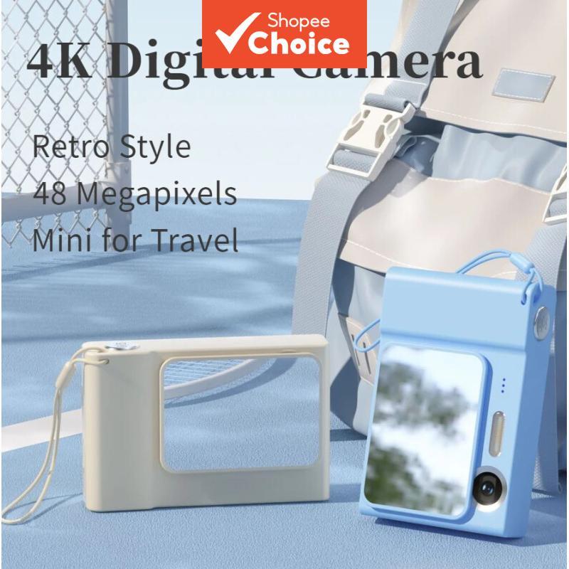 กล้องดิจิตอล 4K 48MEGPIXELS กล้องท่องเที่ยว HD 1080P Cam สําหรับนักเรียน Campus Selfie Entry Level การถ่ายภาพ Mini