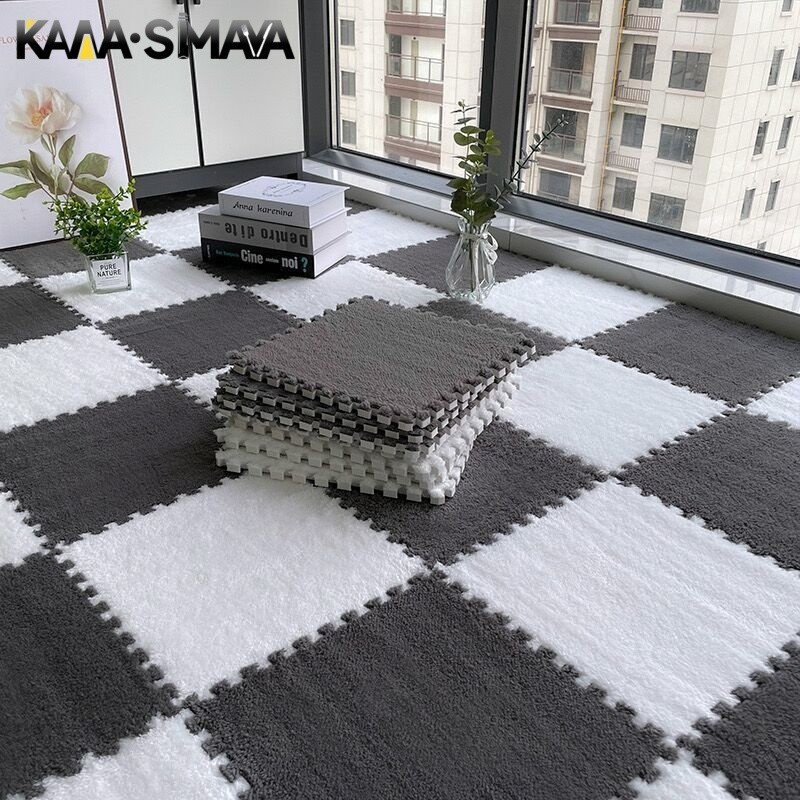 30x30cm Plush Puzzle Foam Floor Mat Creative Fashion Carpet Square Interlocking Carpet Fluffy Area R