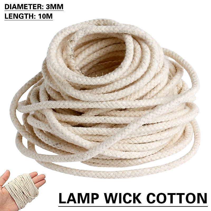 10M Wick สําหรับน้ํามันก๊าด Oil Burner Lighting Braided Cotton แอลกอฮอล์พาราฟินโคมไฟโคมไฟโคมไฟ wick ผ้าฝ้ายหนานุ่ม