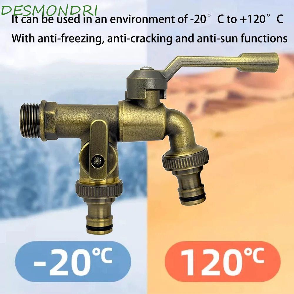 DESMNDRI ทั้งหมด-ทองแดงก๊อกน้ํา, 1/2 นิ้ว Dual Water Outlets ก๊อกน้ํากลางแจ้ง, บอลวาล์วทนทานหนึ่งในแ