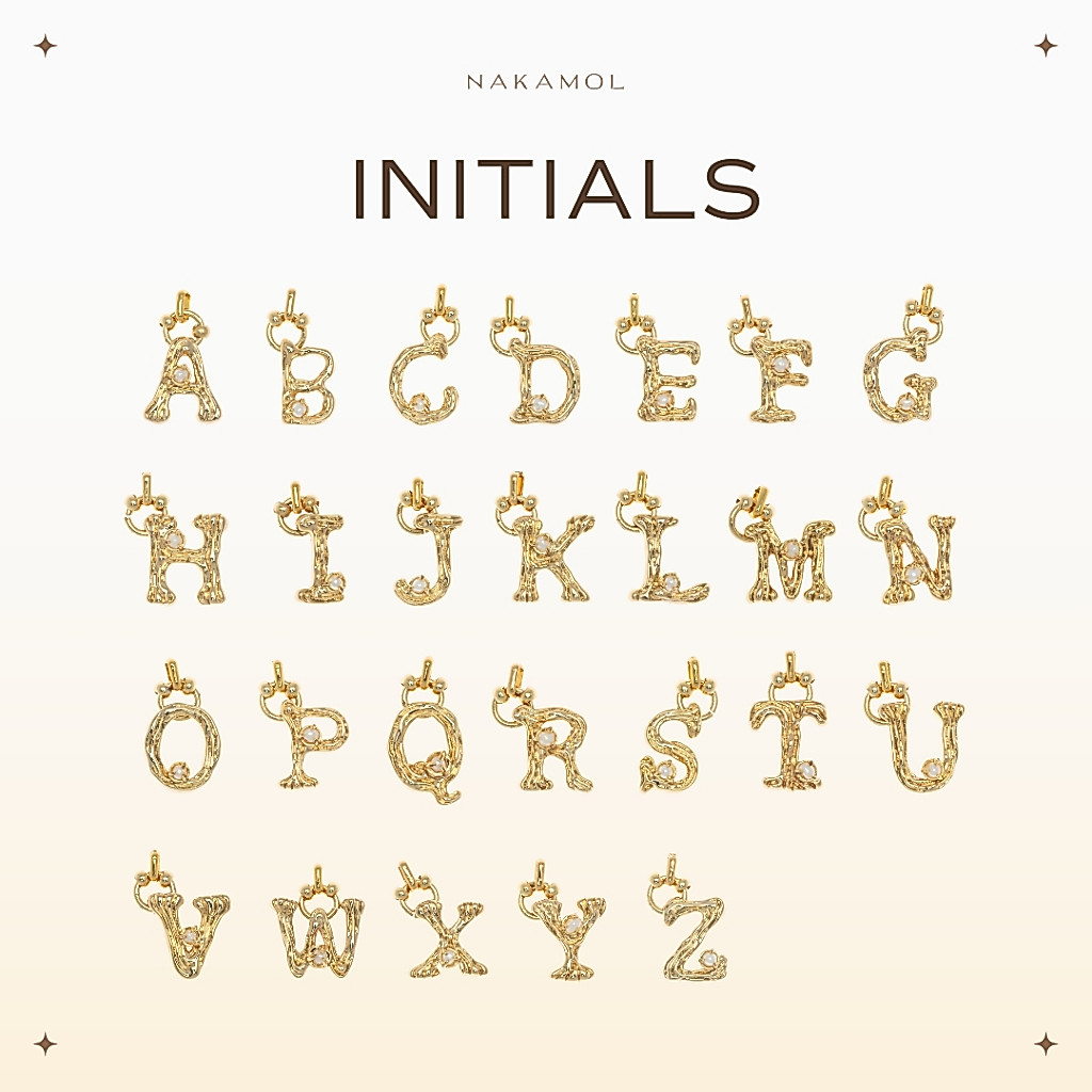 CHARM ALPHABET AND PEARL (SMALL SIZE) - จี้ตัวอักษรพร้อมไข่มุก(ขนาดเล็ก)