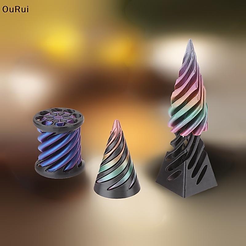 [B&C] 1 ชิ้นด้ายภาพลวงตา Dpression ของเล่น 3D พิมพ์กรวยเกลียว Impossible Pyramid Sculpture {th}