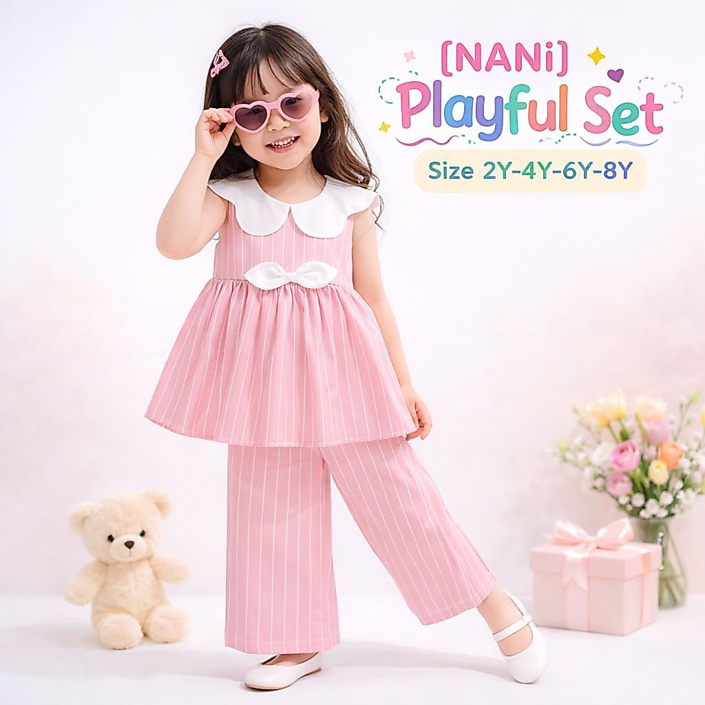 [NANi] Playful Set ชุดเซ็ตเด็กผู้หญิงน่ารัก เสื้อแขนกุด+กางเกงขายาว ผ้าใส่สบาย ไม่ร้อน ไซส์ 1-8 ขวบ