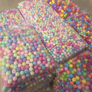 ลูกปัดเม็ดกลม (รูเล็ก)ขนาด 6, 8, 10 , 12 ,14 ,16 มม. คละสีสด,พาสเทล ถุงใหญ่ 500กรัม