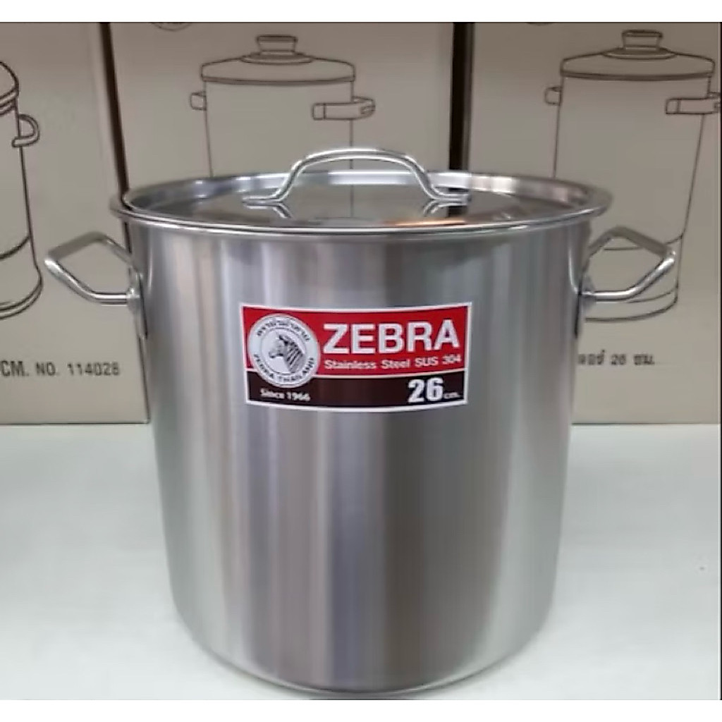 Zebra หม้อสตูว์ Cheffy 26x26 ซม. ตราหัวม้าลาย 171076 หม้อต้มทรงสูง หนา 0.8 มม.