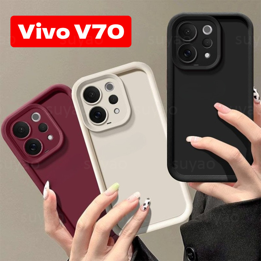 THAA เหมาะสําหรับ vivo V70 5G 4G 20 26 ซิลิโคนเหลวเคสโทรศัพท์หรูหราสีทึบกรณี vivo V70 Lite vivo V70 