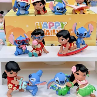 พร้อมสต็อก ของแท้ TOPTOY Star Treasure Happy Daily Mystery Box Full Flocking Stitch Doll Hawaii Scene Accessories Desktop อินเทรนด์เล่นตกแต่งของขวัญวันเกิด