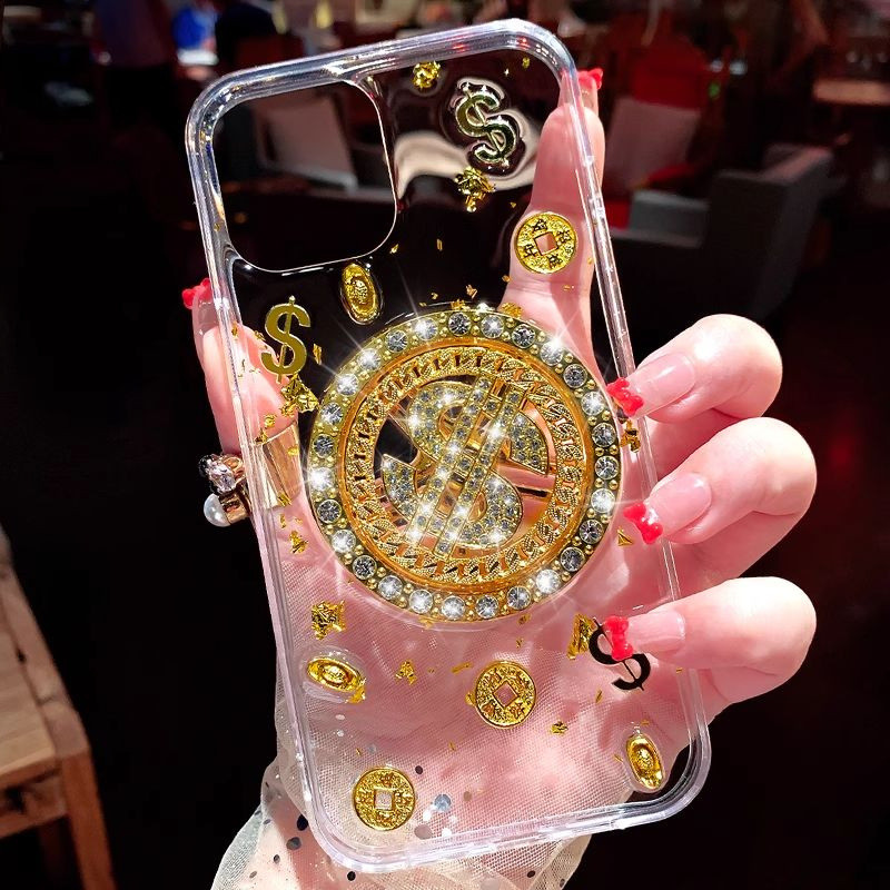สามมิติ Dollar Turntable เหมาะสําหรับ Apple 17promax เคสโทรศัพท์ iPhone16plus เคสป้องกัน 14 พรีเมี่ย