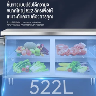 SHANBEN ตู้แช่สเตนเลส ตู้แช่เย็น ตู้แช่แข็งแบบเคาเตอร์เตรียมทำอาหารด้านบนได้ ตู้เย็นตู้เย็นเชิงพาณิชย์ 304