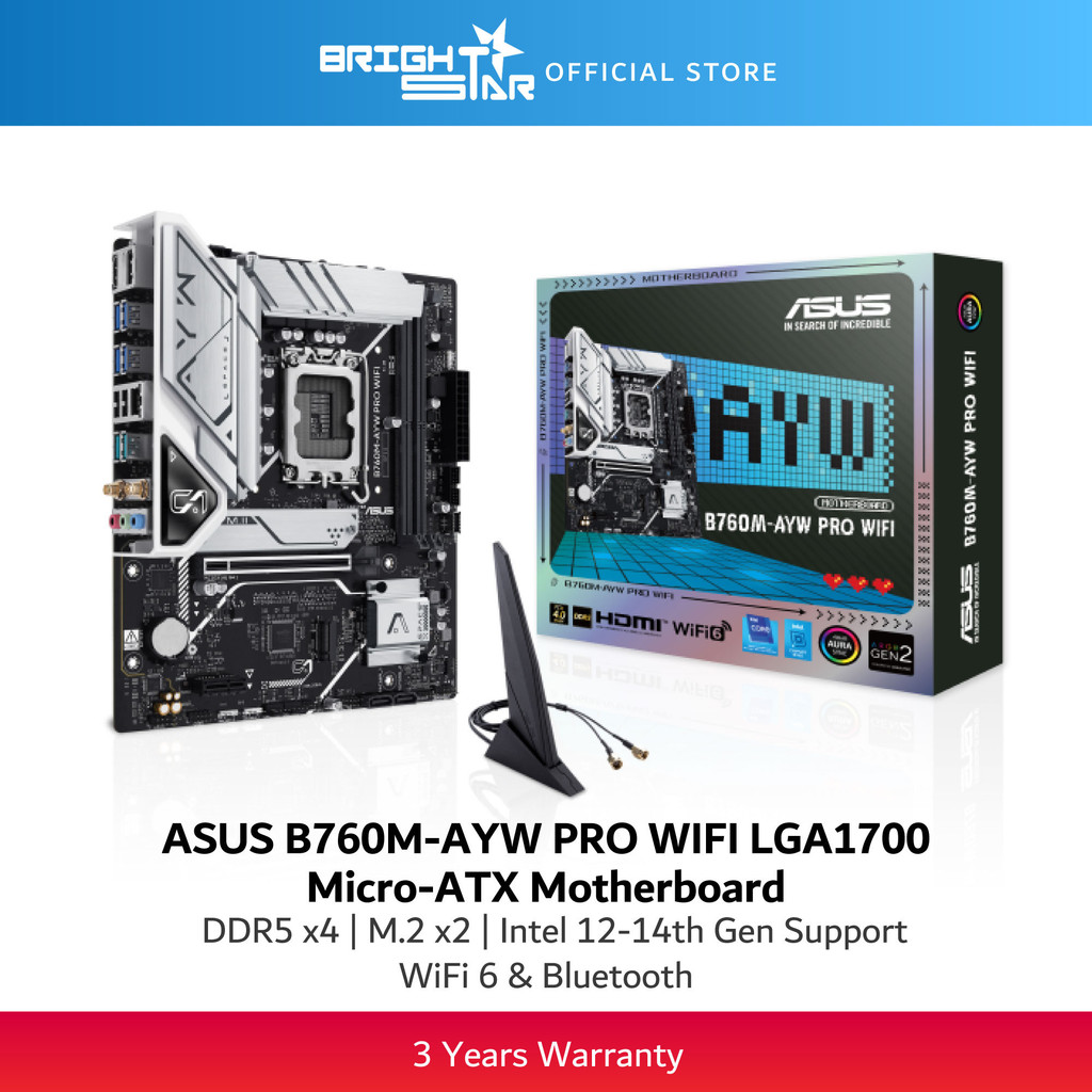 เมนบอร์ด ASUS B760M-AYW PRO WIFI LGA1700 Micro-ATX