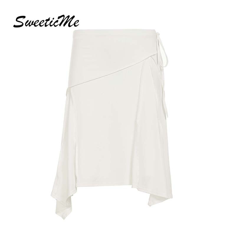 SweeticMe กระโปรงยาวไม่สม่ำเสมอสำหรับผู้หญิง สไตล์ฝรั่งเศส