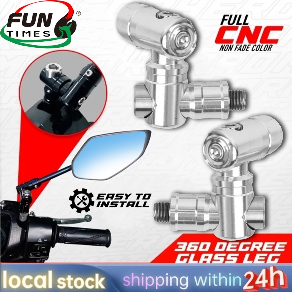 กลไกพับกระจกมองข้างอลูมิเนียมอัลลอยด์ CNC สำหรับรถจักรยานยนต์ ปรับได้ 360° สีดำ สีเงิน ติดตั้งง่าย อเนกประสงค์