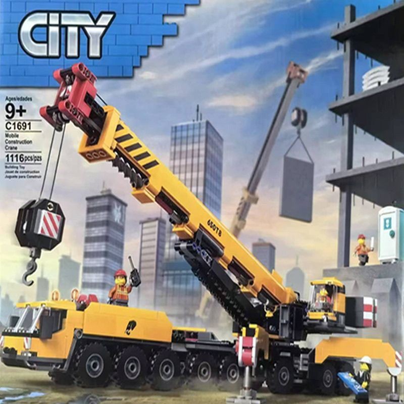 เข้ากันได้กับ Lego City 60409 Series Mobile Crane วิศวกรรมสีเหลืองประกอบอาคารบล็อกของเล่นของขวัญปีให