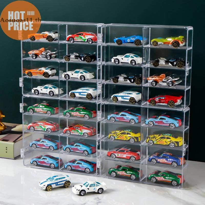 ออสกัวส 1:64 Scale Car Model Storage Box 8 Slot Clear Display Shelf Toy Car Dust Storage Container F