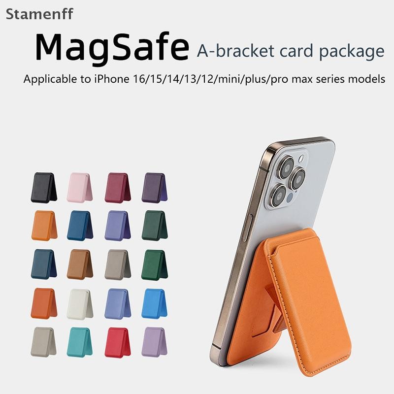 แม่เหล็กสําหรับกระเป๋าสตางค์หนังผู้ถือบัตรสําหรับ 16 15 14 13 Pro Max ซ่อนโทรศัพท์ Stand Bank ID ผู้ถือบัตรกระเป๋า
