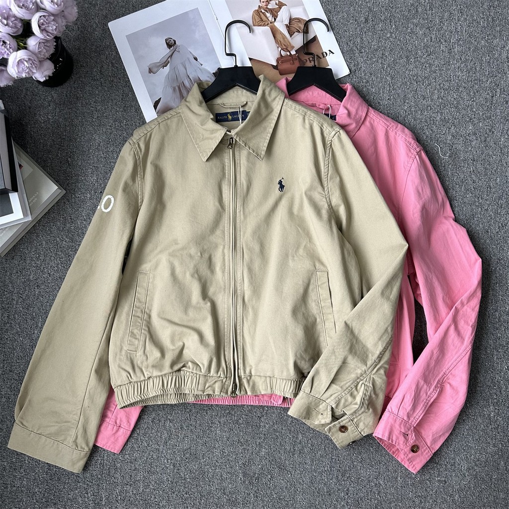 0D8Y Ralph Lauren Unisex Old Cadre Flight Jacket with Pony Logo Embroidery24Autumn Casual Turn-Down 