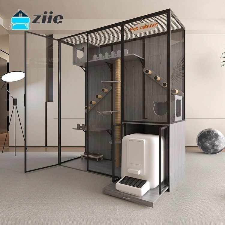 CJR Villa Panoramic Cat ระเบียงกรงแก้วตู้โชว์ Pet Shop Breeding Large Space Home Room CJR